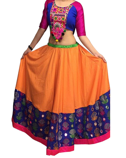 Dandiya Navratri Orange & Multi Color Silk Gota Chaniya Choli