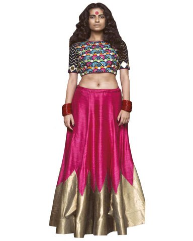 Navratri Special Black & Magenta Silk Bollywood Chaniya Choli