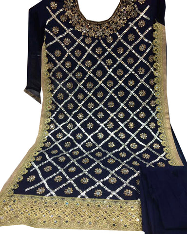 Navy Blue Designer Gota Patti Suit