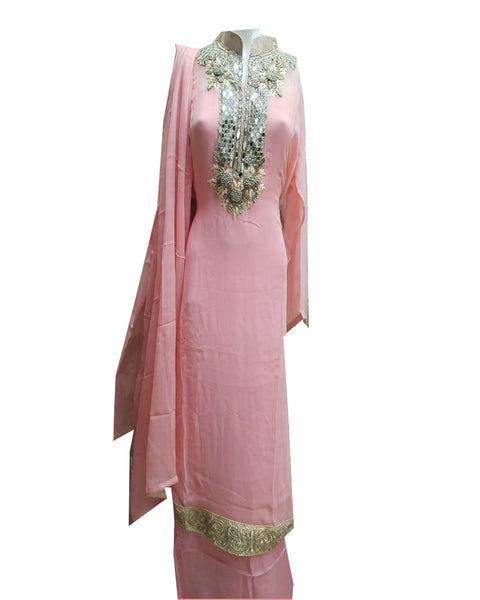 Light Pink Designer Gota Patti Suit