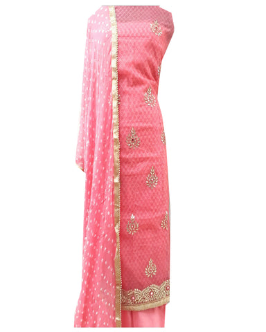 Pink Designer Gota Patti Palazzo Suit