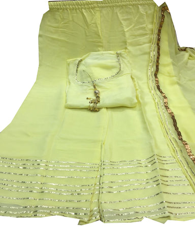 Light Yellow Color Gota Patti Palazzo Suit