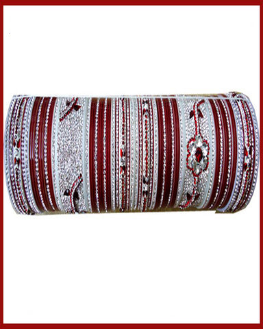 White & Maroon Wedding Chuda