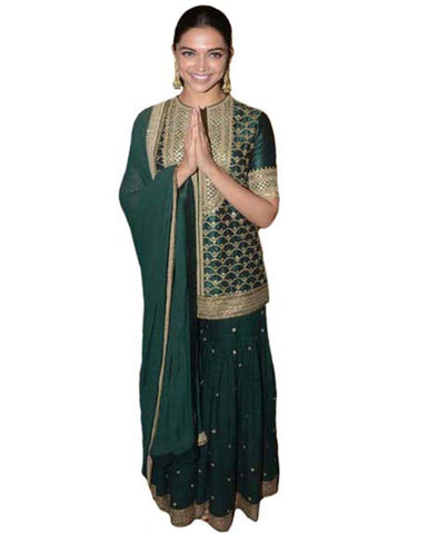 Deepika Padukone Bollywood Green Sharara Suit