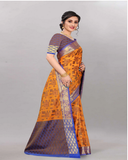 Gorgeous Light Orange and Blue Color Banarasi Silk Saree for Special Occasion