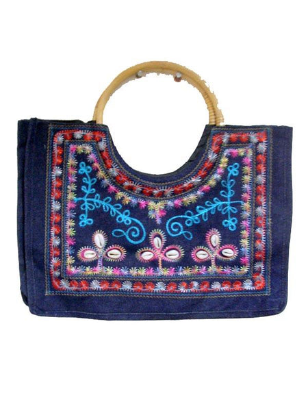 Blue Multy Color Emb. Bag