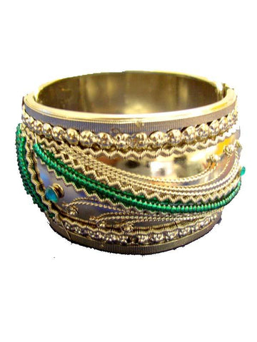 Silver & Green crystal stones and glass beads Bracelet