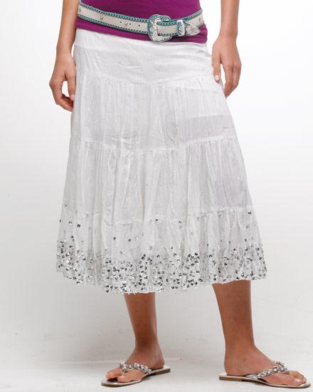 White Crape Cotton Skirt