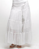 White Long Crape Cotton Skirt