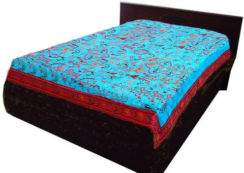 Blue Embroidered Bed Sheet