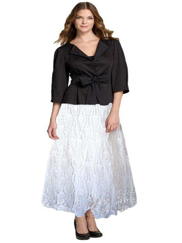 Milky White Crochet Embroidered Skirt