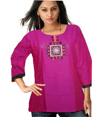 Dark Pink Cotton Silk Kurti