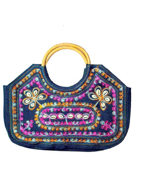 Embroded Blue Handbag