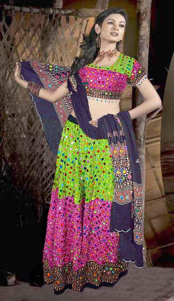 Green & Pink Designer Lehnga-Choli