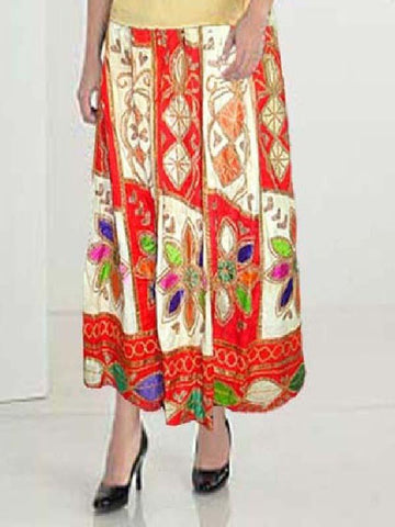 Red Antique Cloth Batik Skirt