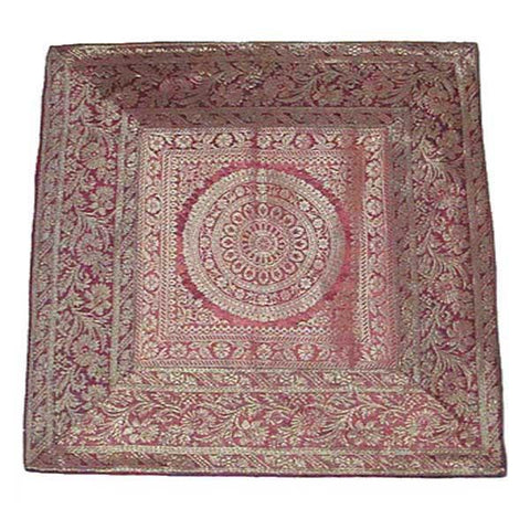 Brown Banarasi Silk Cushion Cover