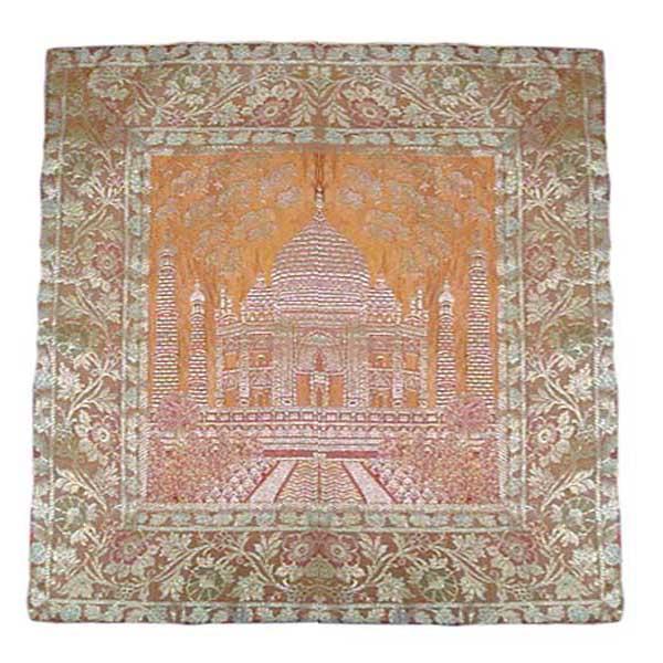 Golden Banarasi Silk Cushion Cover