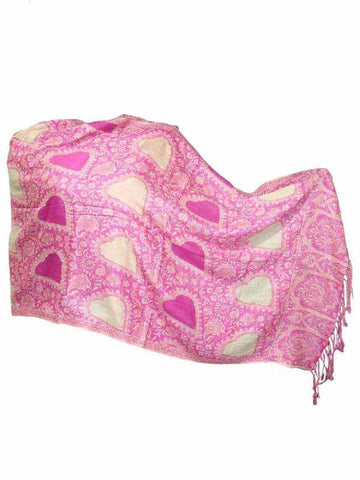 Pink Beaded Viscose Shawl