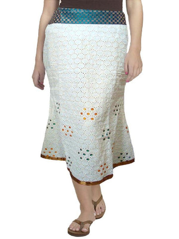 Off White Hakoba Stone Embroidered Skirt