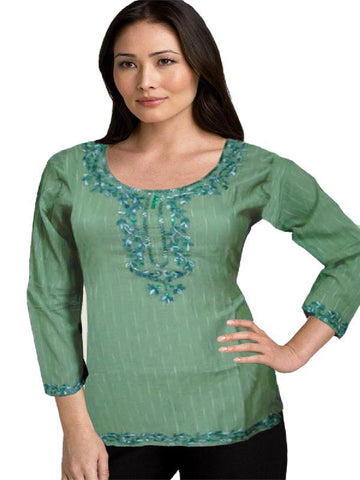 Designer Green Embllished Kurti