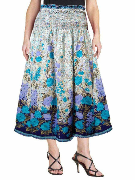 Cotton Printed Blue Designer  Skirt