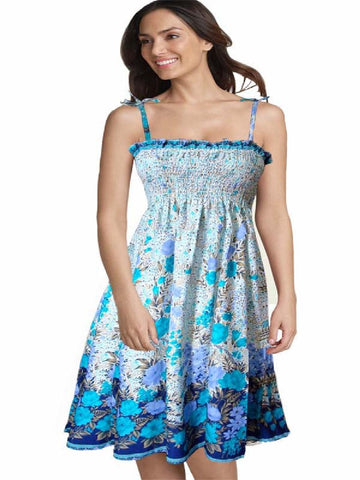 Cotton Printed Sky Blue Designer Dress