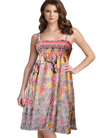 Cotton Printed Red Designer Dress