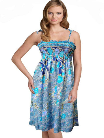 Cotton Printed Blue Designer Dress