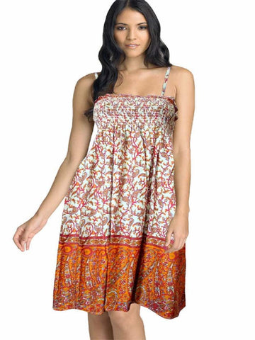 Cotton Printed Orange Designer Dress