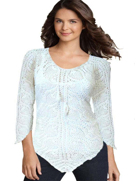 White Traditional Crochet Embroidered Top