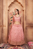 Beautiful Light Pink Color Navratri Special Designer Mirror Sequins Embroidary Work Lehenga Choli