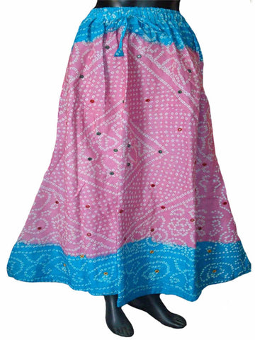 Pink Bandhej Skirt