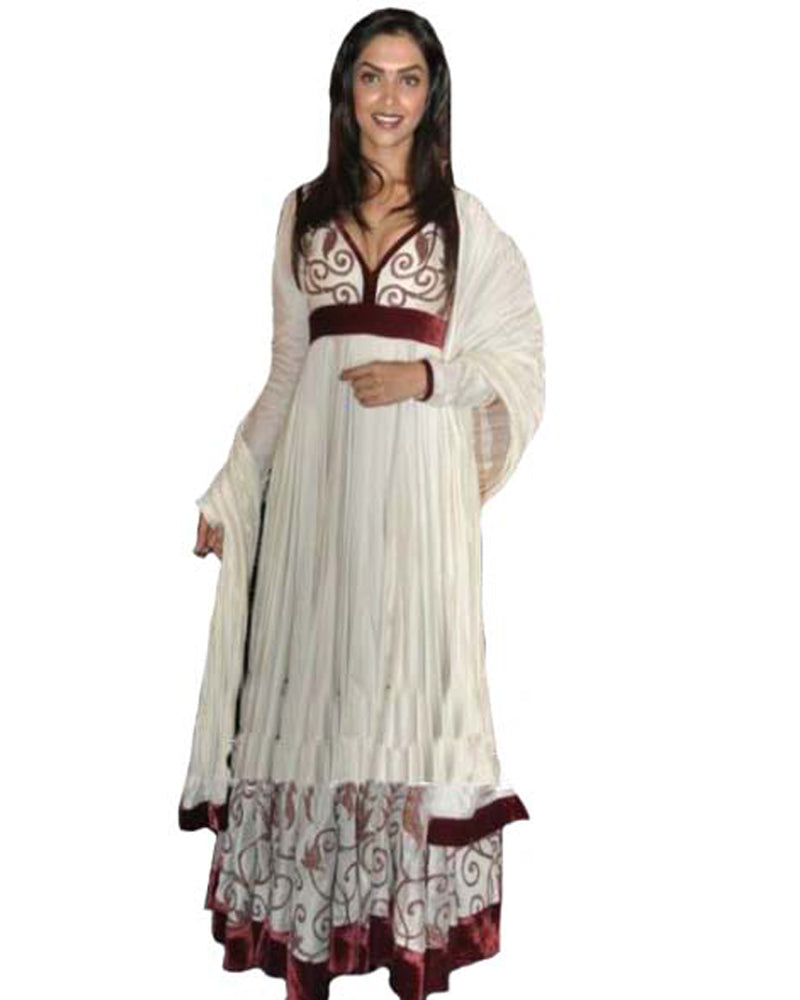 Deepika clearance white anarkali