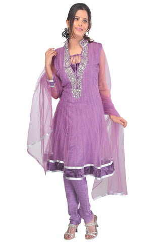 Purpal Silver Work Frock Suit