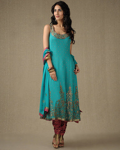 Teal Blue Churidar Suit