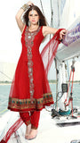 Red Embroidered Panel Suit