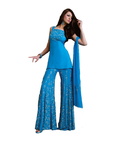Blue Hand Crafted Sharara