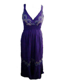 Purple Embroidered Cotton Dress