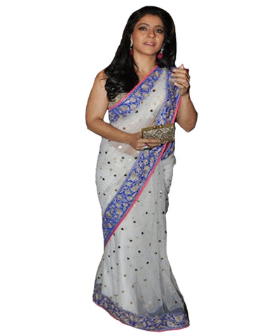 Kajol Blue Border Net Saree