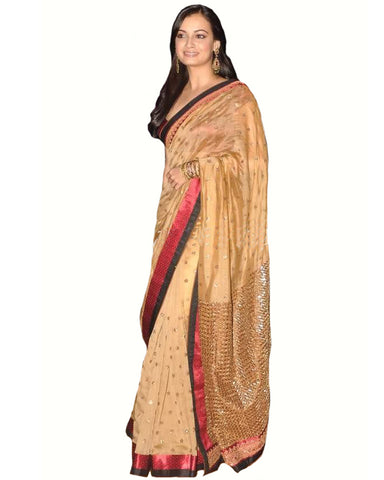 Diya Mirza Golden Beige Bollywood Saree