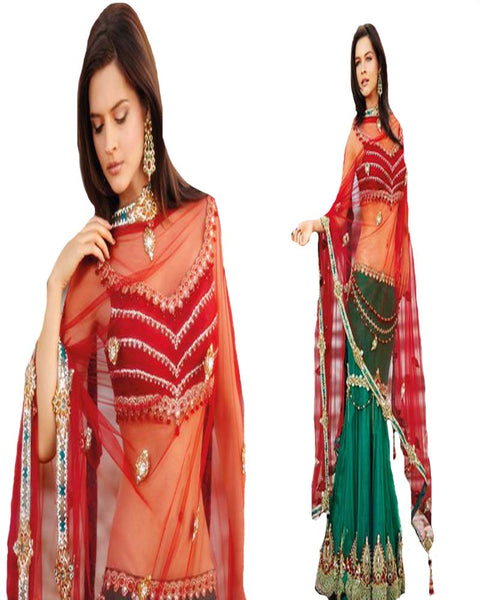 Red And Green Exclusive Lehnga