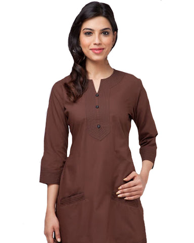 Brown Detailed Cotton Kurti