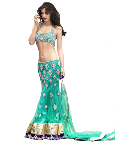 Sea Green Fish Cut Lehnga