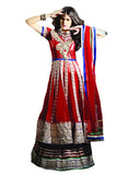 Gorgeous Red Embroidered Lacha