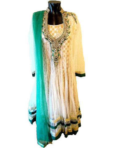 Heavy Embroidered Net Anarkali With Brocade Inner