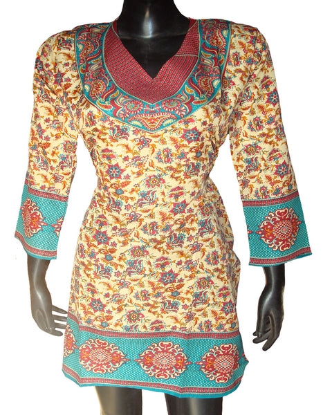 Butter cream Base Floral Printed Kurti