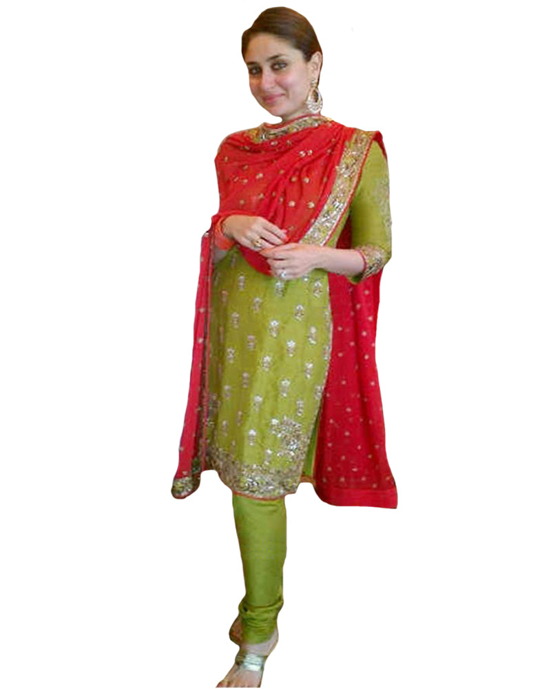Mehndi green colour combination suit | contrast dupatta | stitching  patterns ideas - YouTube