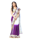 Madhuri Dixit Hot Purple Tassar Silk Saree