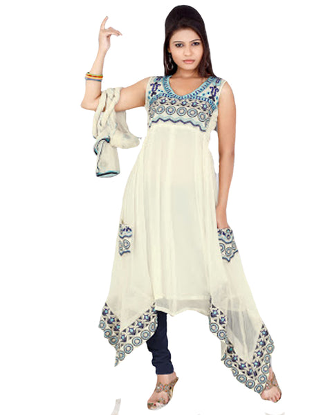 White C Flare Style Embroidered Fancy Suit