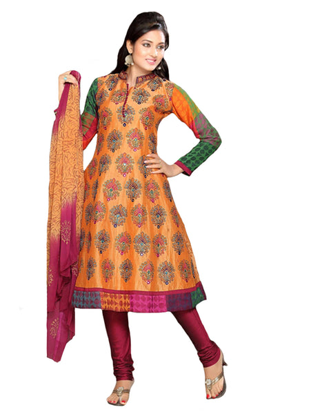 Saffron Pink Embroidered Frock Suit